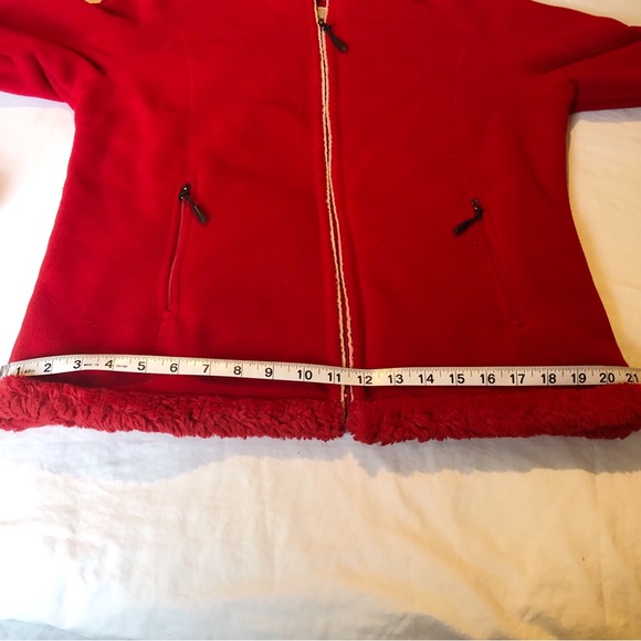 Green Tea Plush Fleece Jacket Full Zip Red SZ XL - Picture 8 of 8